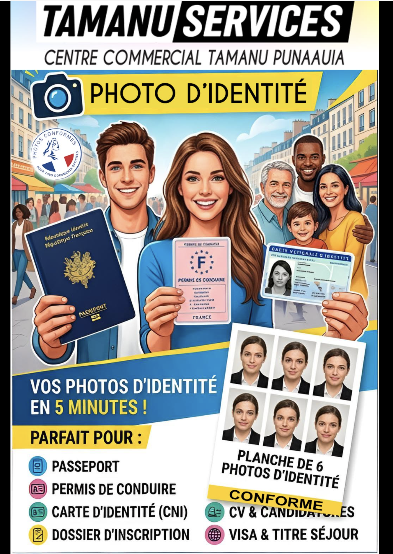 Photo d'identité au Centre Commercial Tamanu.
